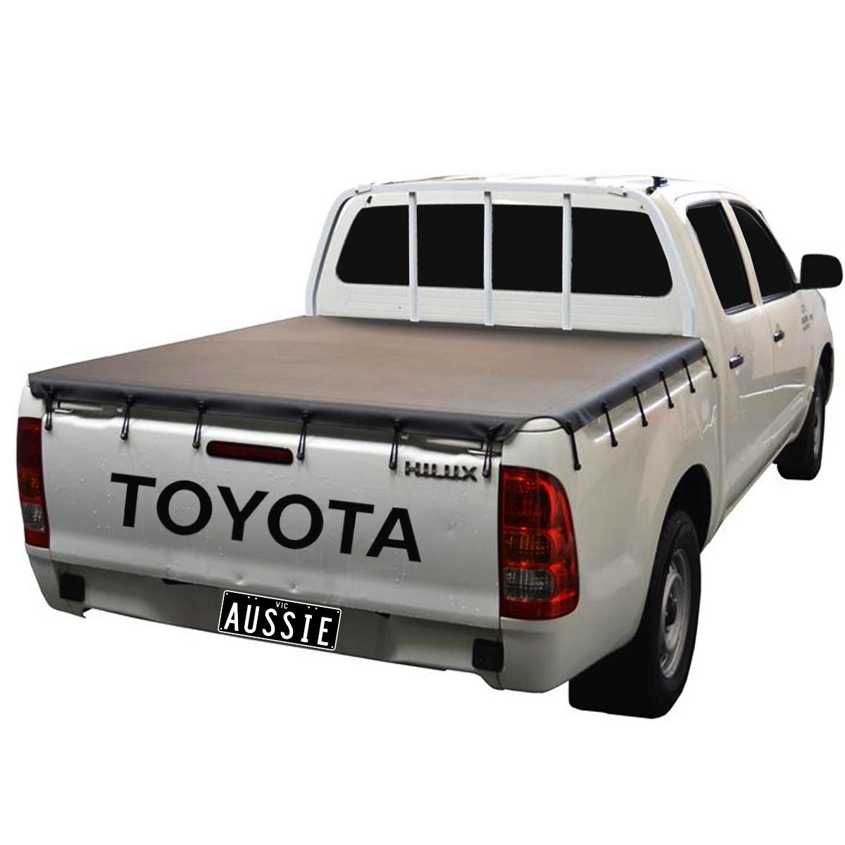 Aussie Tonneaus Bunji Loop Tonneau Cover To Fit Toyota Hilux SR J-Deck Dual Cab Fitted With Headboard (April 2005 to September 2015)