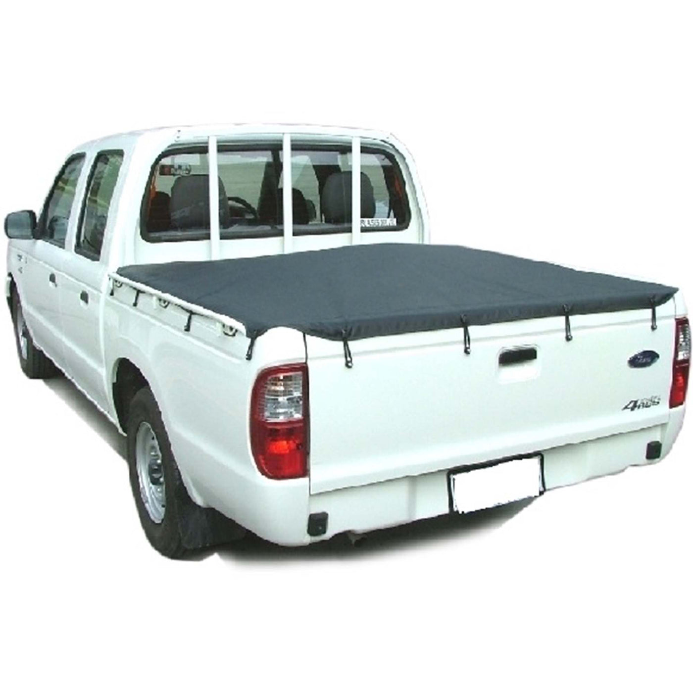 Aussie Tonneaus Bunji Loop Tonneau Cover To Fit Ford Courier Dual Cab Fitted With Headboard (1999 to 2006) 