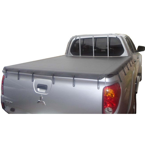 Aussie Tonneaus Bunji Loop Tonneau Cover To Fit Mitsubishi Triton MN Dual Cab Fitted With Headboard (October 2009 to June 2015) 