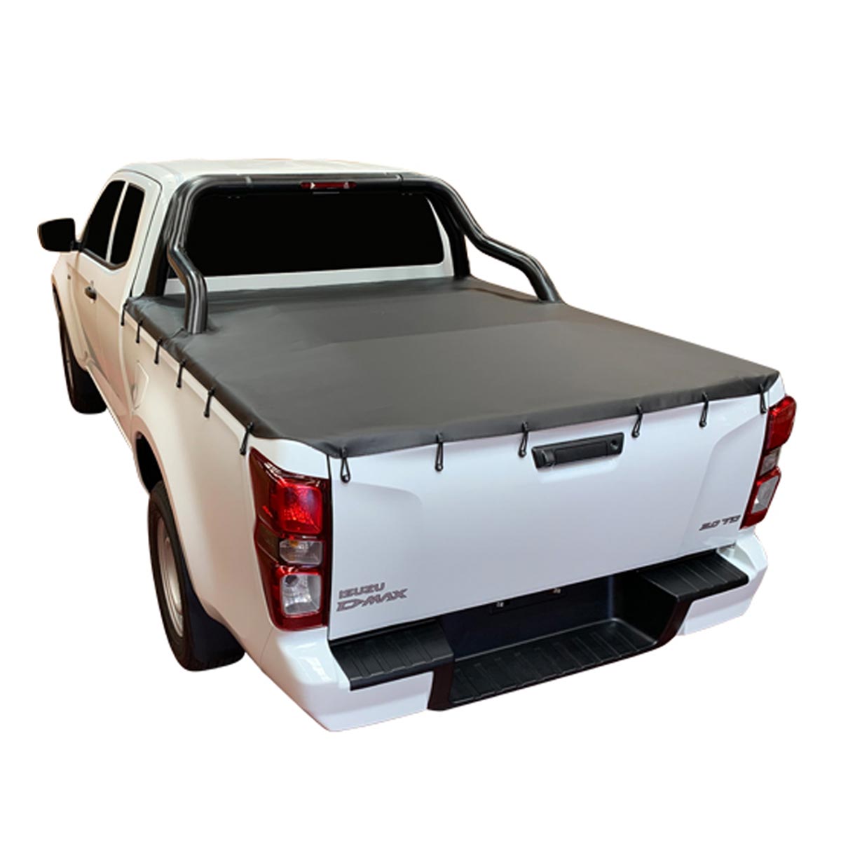 Aussie Tonneaus Bunji Loop Tonneau Cover To Fit Isuzu D-Max Space Cab Fitted With Factory Sports Bars (September 2020 to Current) 